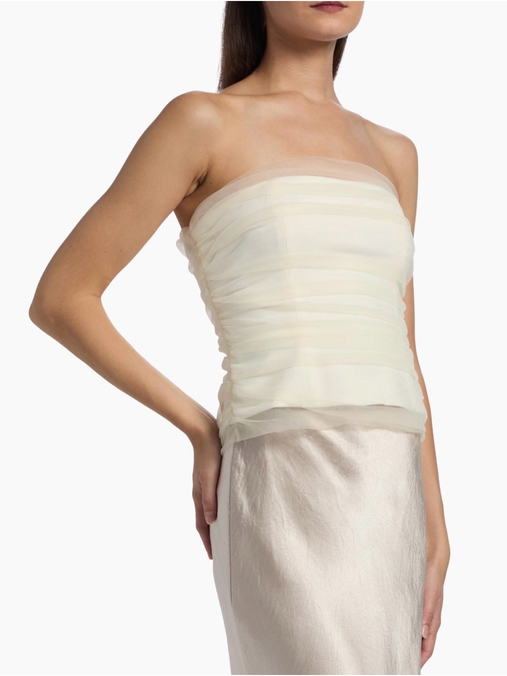 Reformation Beau Gathered Strapless Top - Ivory - Picture 3 of 10